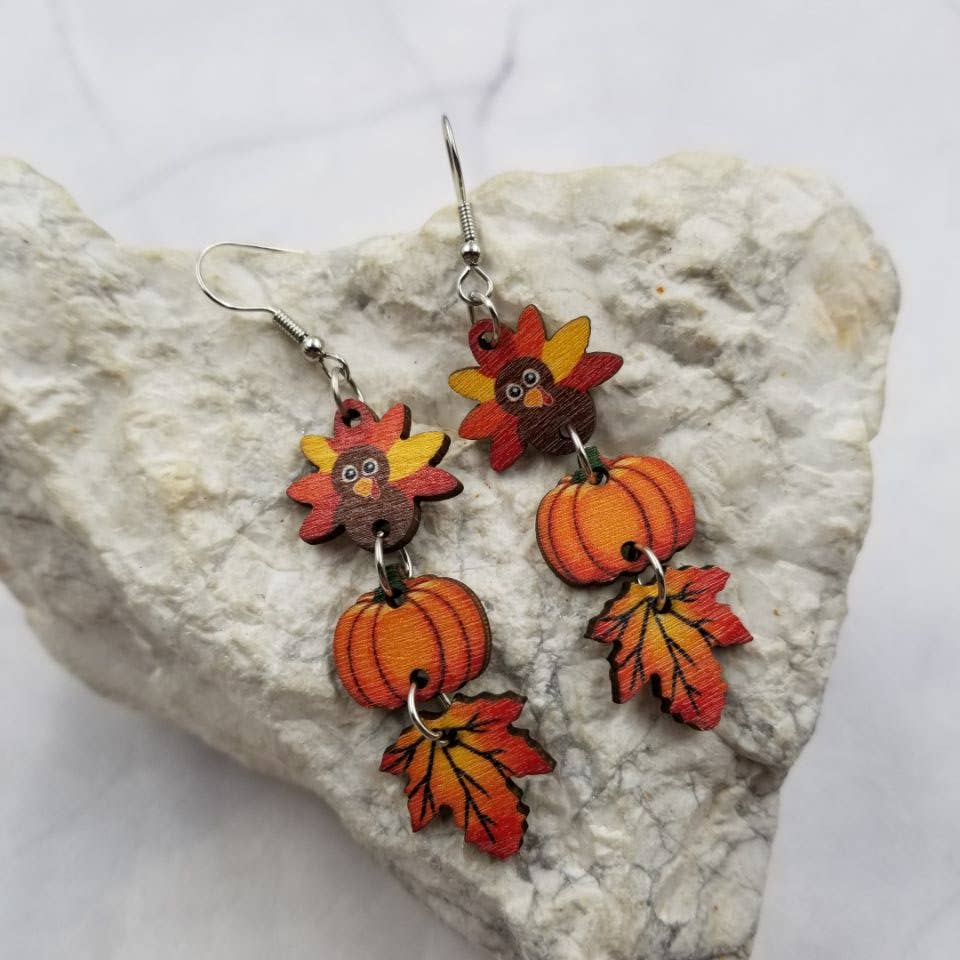 The Pretty Jewellery - Wholesale Dangle Earrings - Fall Wooden Earrings