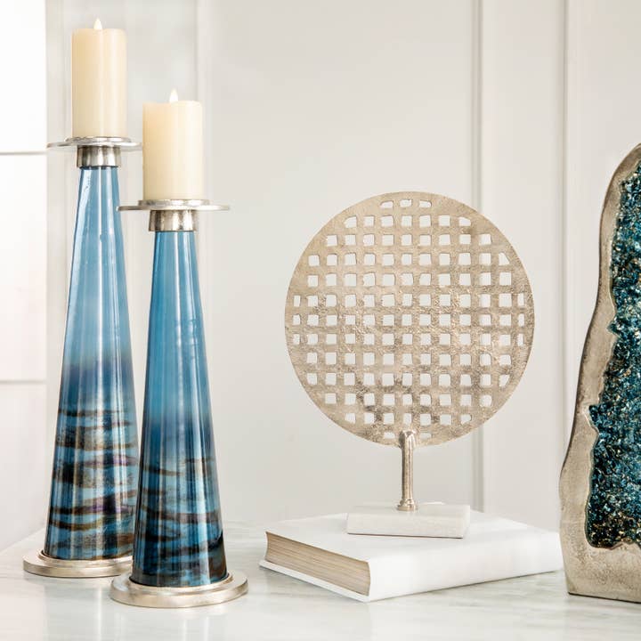 Glass Cylinder Swirled Pillar Candle Holder - Clear, 22 in. for wholesale by Sagebrook Home