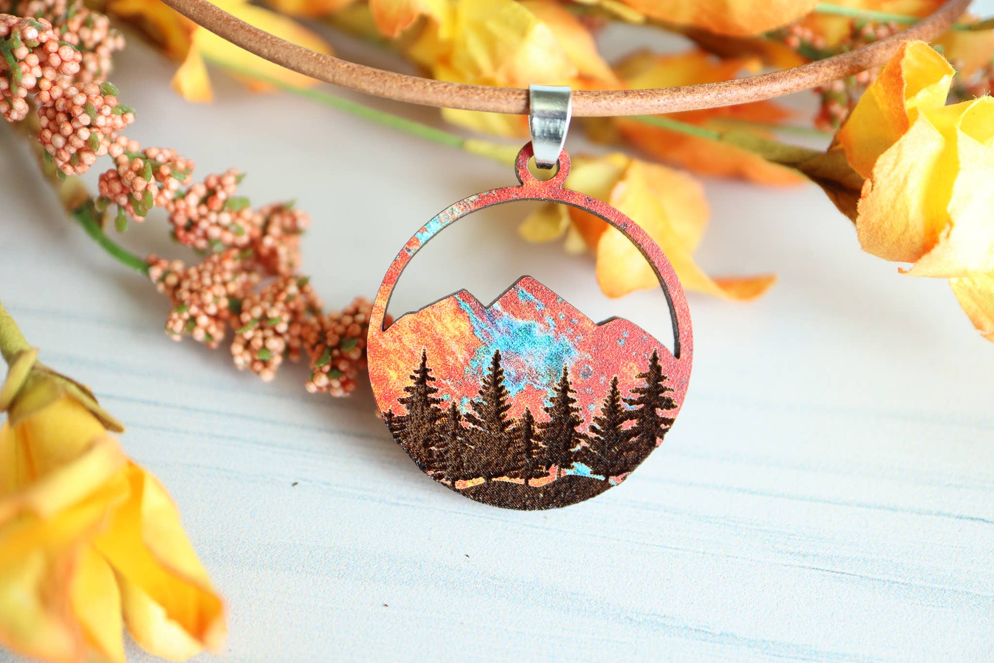 Nine Mile Creative - Wholesale Pendant/Charm Necklace - Copper Mountain Wood Pendant Adjustable Necklace10