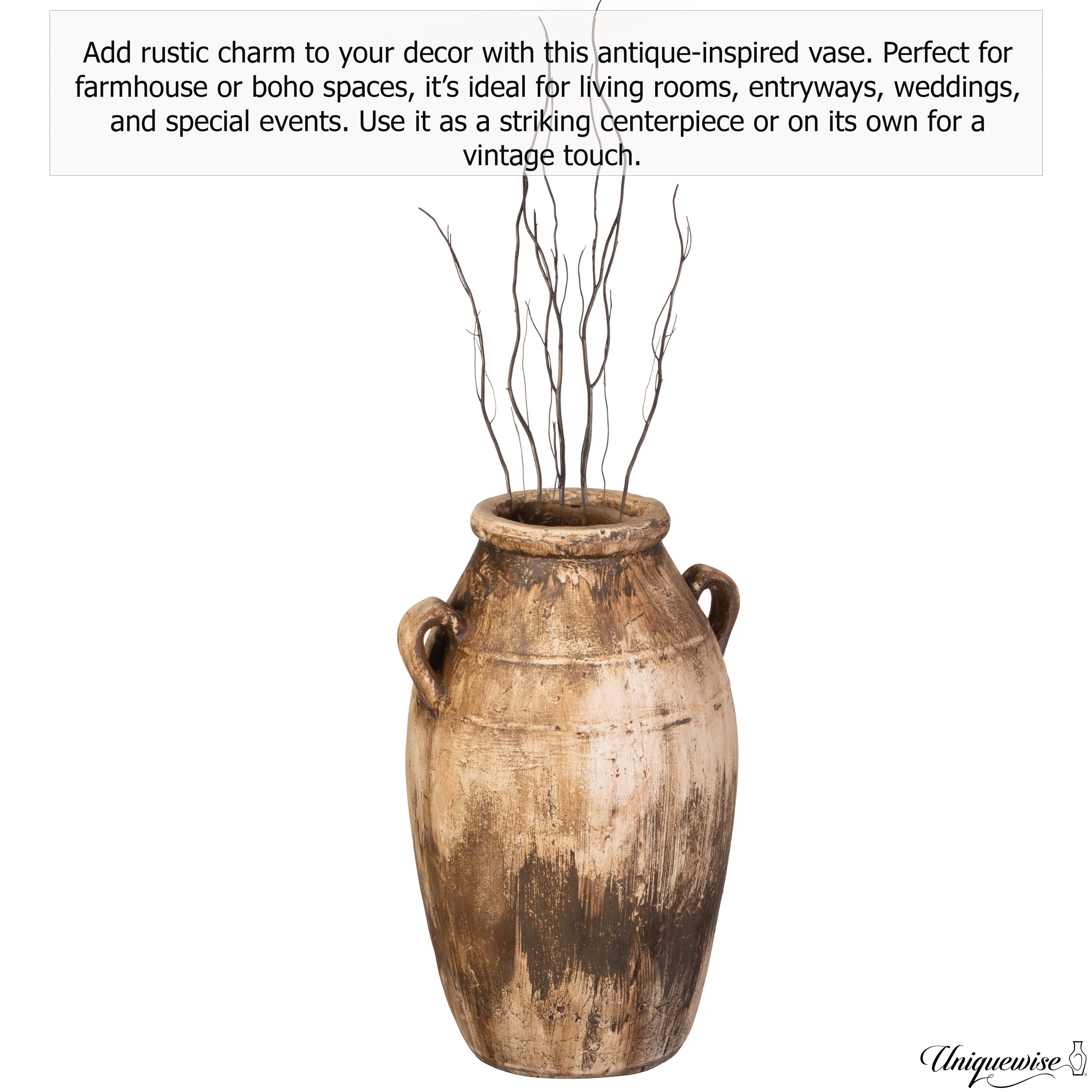 Quickway Imports – wholesale Vase – 23-Inch Brown Antique-Inspired Fiberglass Tall Floor Vase6