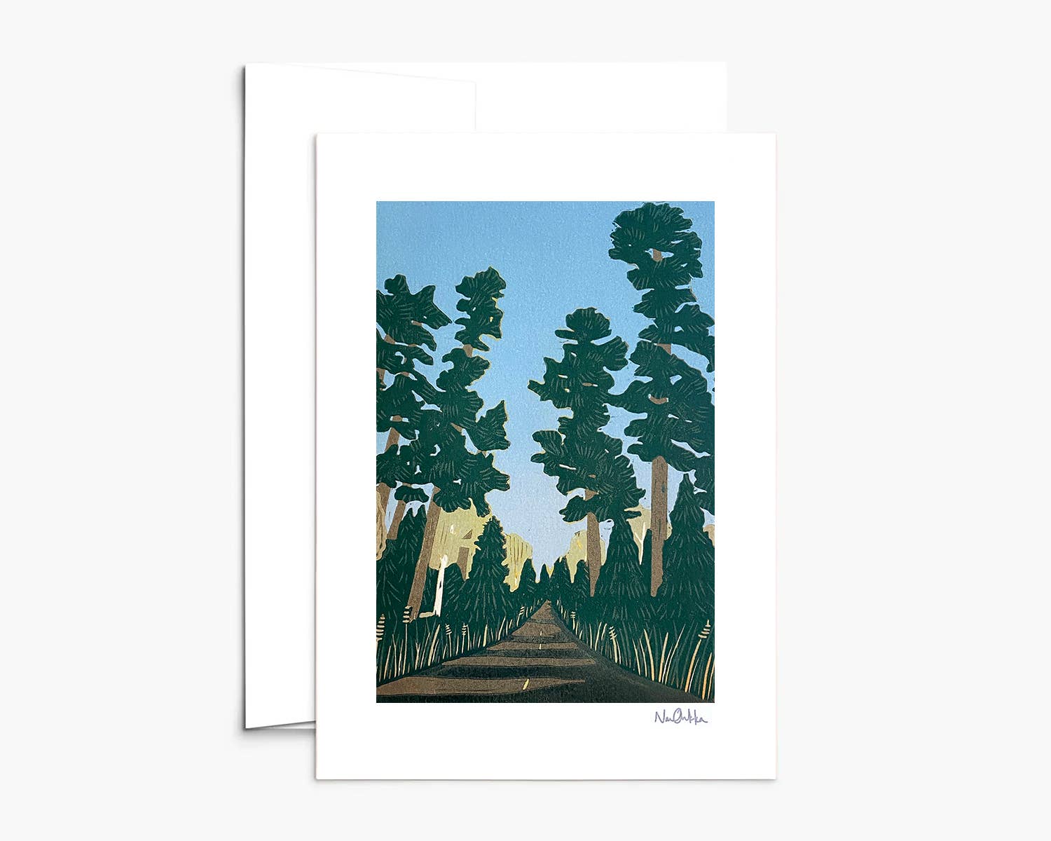 Nan Onkka Prints - Wholesale Everyday Greeting Card - Autumn Pines Blank Greeting Card1