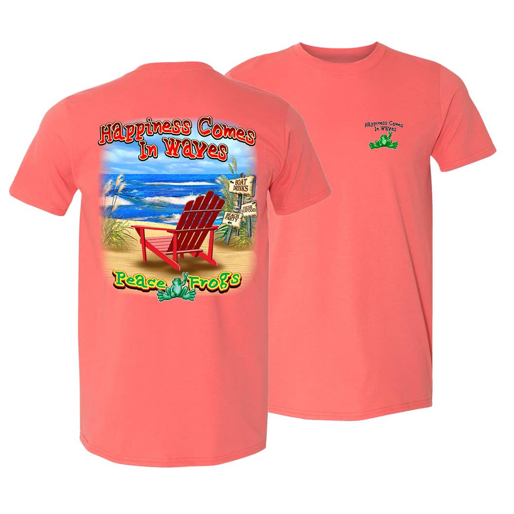 Peace Frogs - Wholesale Screen Printed T-Shirt - Unisex - PEACE FROGS HAPPINESS COMES IN WAVES SHORT SLEEVE T-SHIRT
