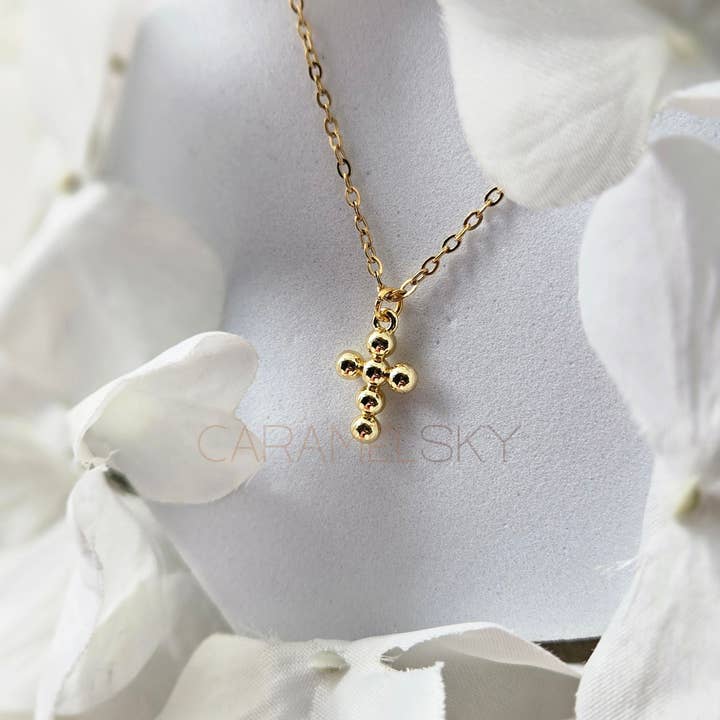 Caramel Sky - Wholesale Pendant/Charm Necklace - Bubble Cross Necklace, Minimalist Christian Jewelry1
