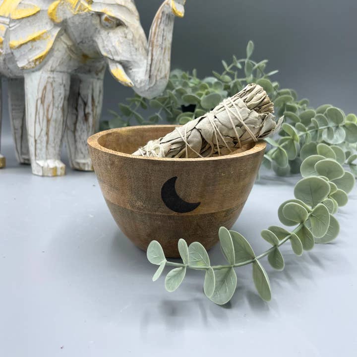 AW Artisan - Wholesale Incense Holder - Wooden Bowl for Offerings - Three Moons - 11x7cm