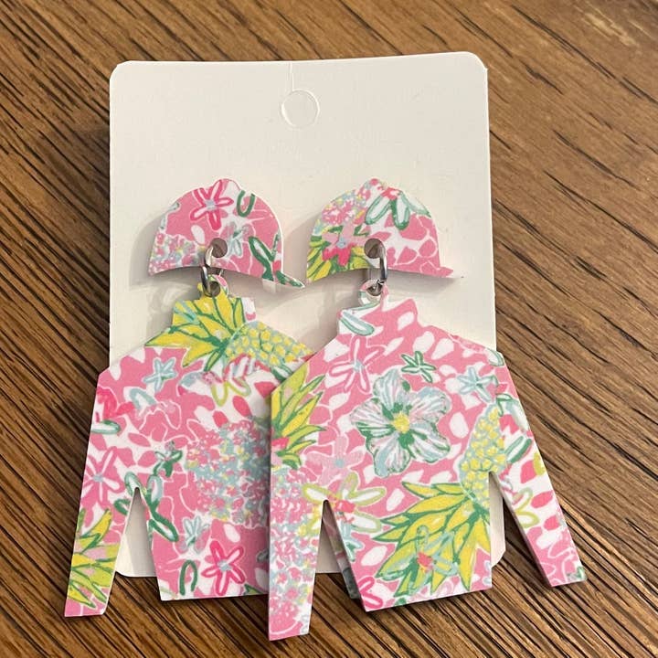 Floral Multi Horse Racing Jockey Silk Akryl Ørering for engroshandel hos Barrel Down South