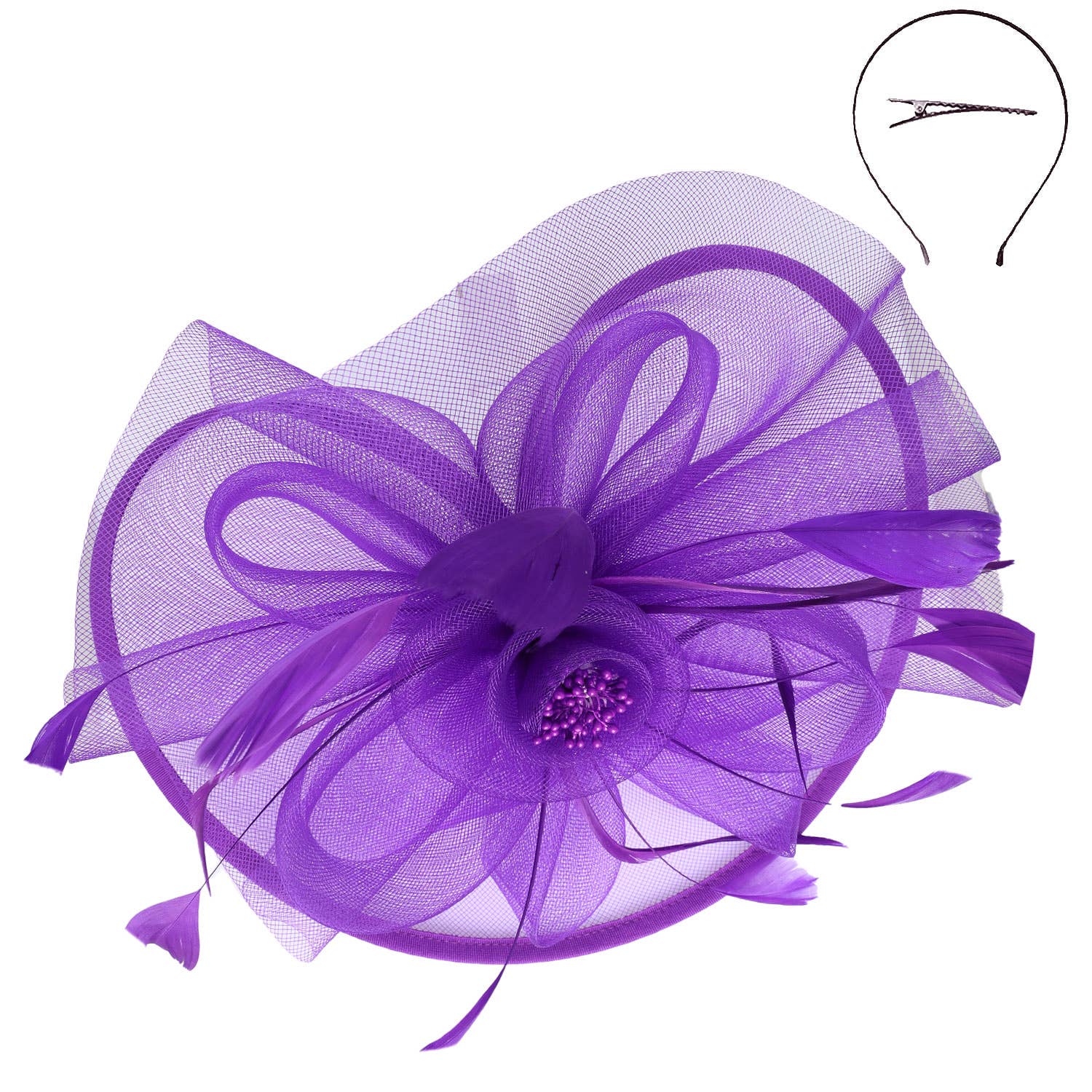SP Sophia Collection - Vente Chapeau bibi – femme - Fascinateur à ruban floral en organza 7