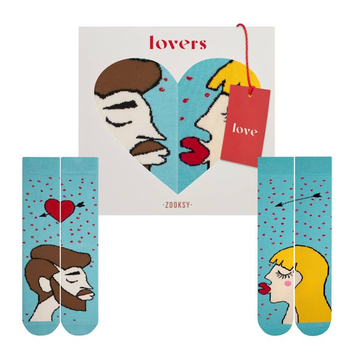 Personlige kærlighedsstrømper - blond og brunette, gave til par for engroshandel hos ZOOKSY SOCKS