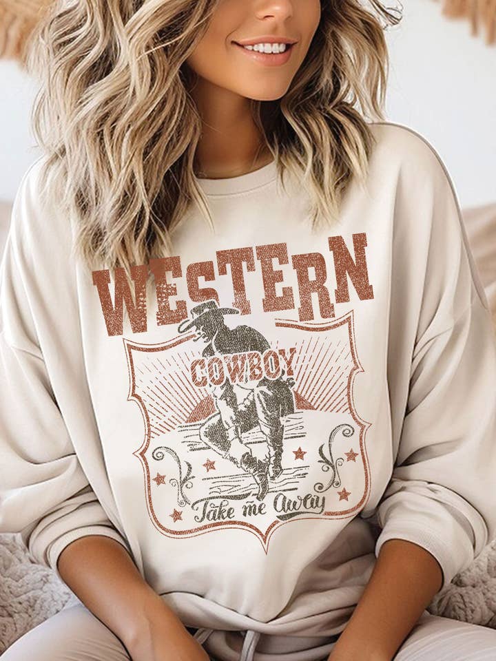 WESTERN COWBOY TAKE ME AWAY GRAFISKA BORSTADE TRÖJOR för wholesale av Rustee Clothing