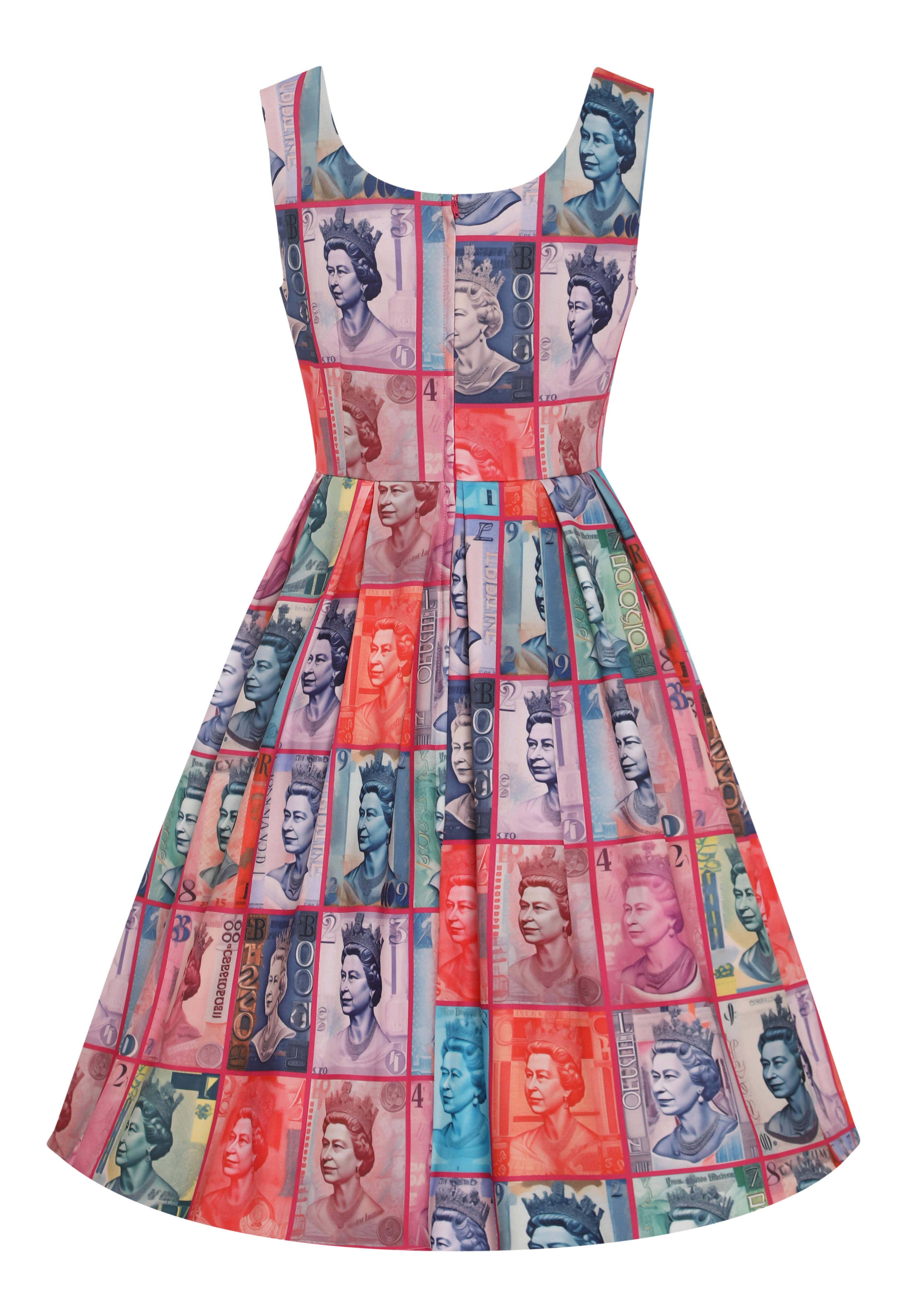 Dolly & Dotty - Vendita all'ingrosso Vestito - Donna - Abito a dondolo multicolore Amanda Queen Elizabeth con scollo rotondo2