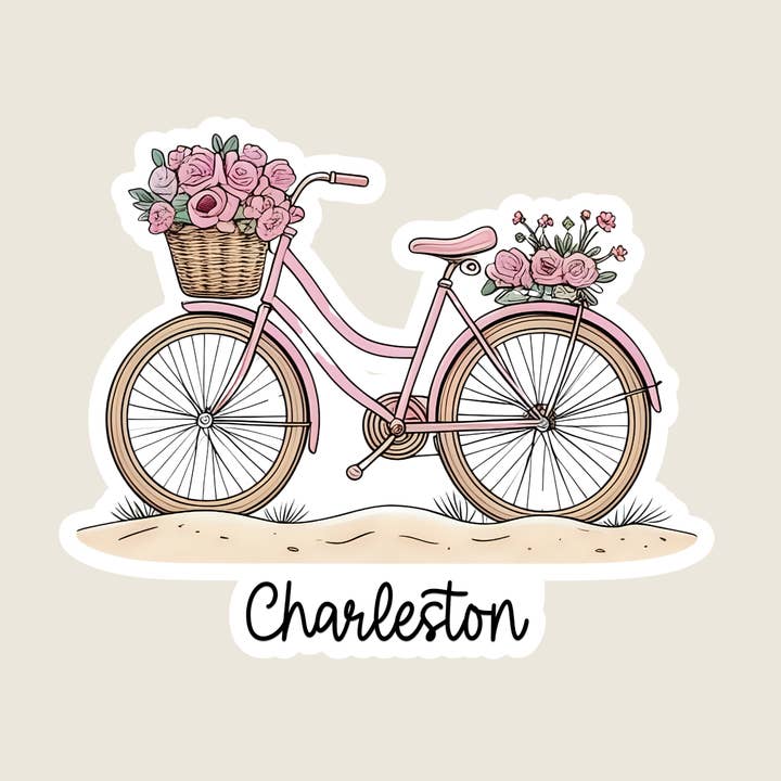 Pegatina de recuerdo personalizada de bicicleta rosa (B1056) para venta al por mayor de Shoreline Summit