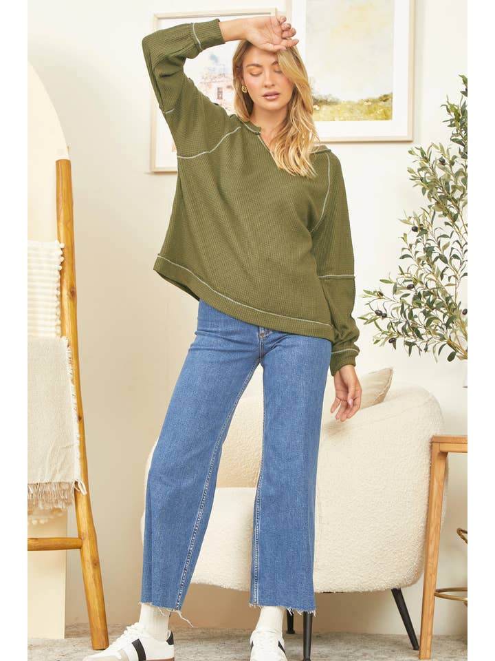 Andrée by Unit - Wholesale Shirt - Women's - Reverse Stitching Brushed Thermal Tunic Top MHS47