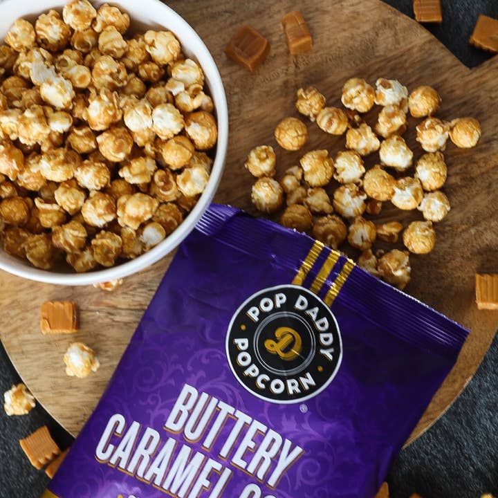 Pop Daddy Snacks - Wholesale Popcorn - Pop Daddy - Premium Buttery Caramel Corn Family Reserve 8oz.