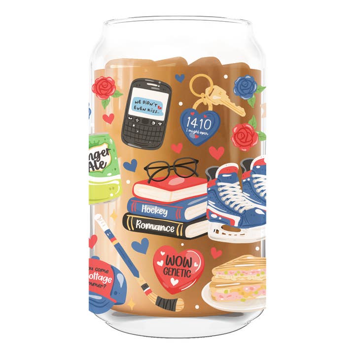 Heated Rivalry Inspired Hockey Romance Can Coffee Glass for wholesale by Nearly June Design Co