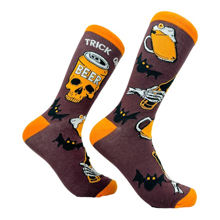 Men's Trick Or Beer Socks Funny Spooky Halloween Drinking for wholesale by Crazy Dog T-Shirts