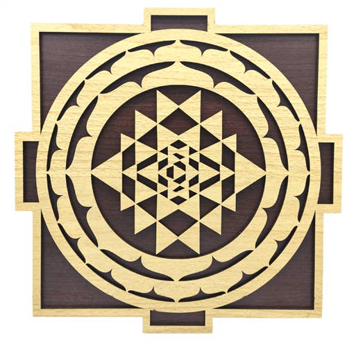 Wooden Grid Double Layer Shree Yantra 25cm Set of 2 for wholesale by Green Tree