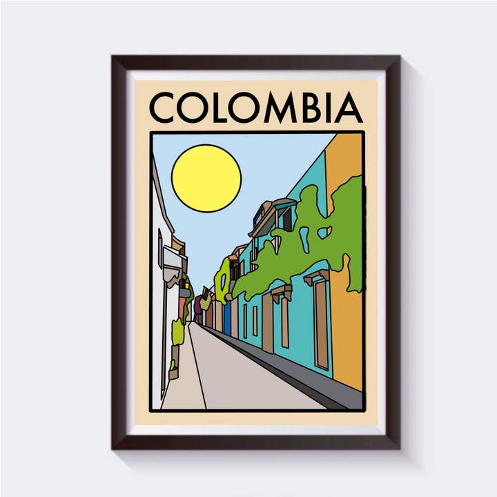 Estampado minimalista de viaje a Colombia - Disponible en 6 tamaños para venta al por mayor de 2 Sisters