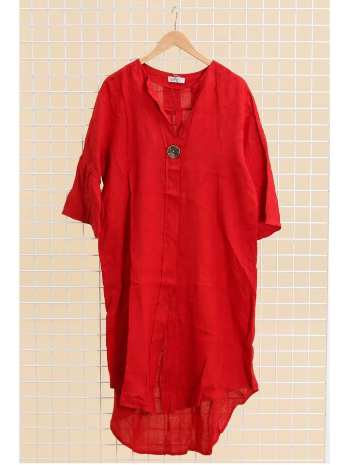 LÉA & LUC - Vente Robe – femme - Robes en 100% Lin avec un bouton REF. 554711