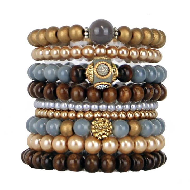 Ryleigh - Beaded Bracelets Set of 9 for wholesale by Bohemian Bracelets