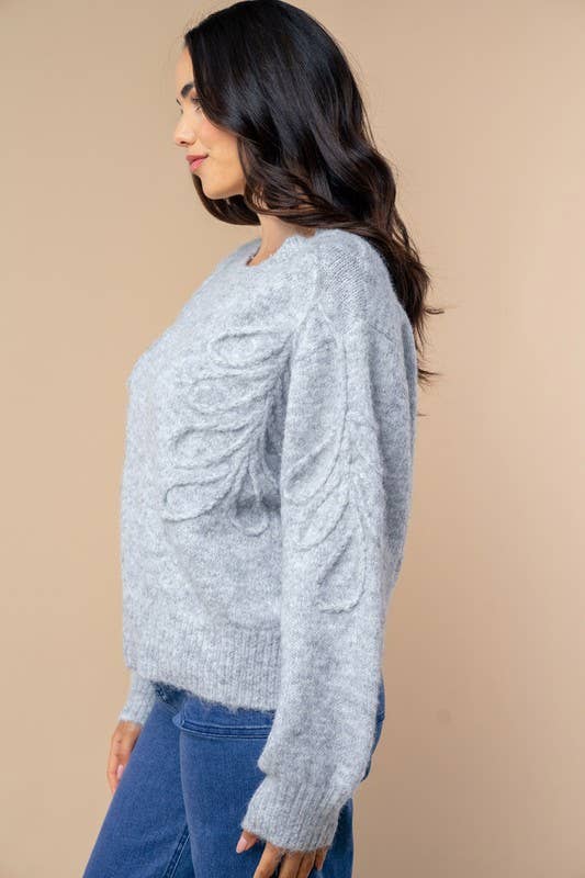 White Birch - Wholesale Knit Sweater - Women's - T10635 Long Sleeve Solid Knit Sweater2