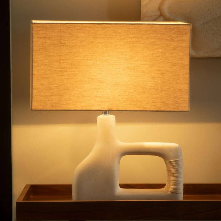 Sarafay Ecomix Pequeno Candeeiro de Mesa Artesanal Sustentável com Abajur de Algodão por atacado de Expo Bazaar