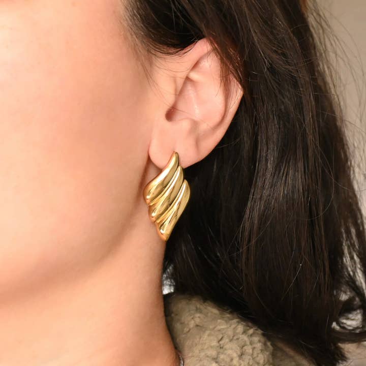 Blueyejewelry - Vendita all'ingrosso Orecchini pendenti - Orecchini Geometrici - Orecchini a Conchiglia Impermeabili con Creste