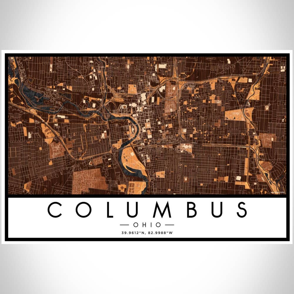 JACE.design - Vente Affiche d'art - Columbus OH Carte Imprimer Ember3