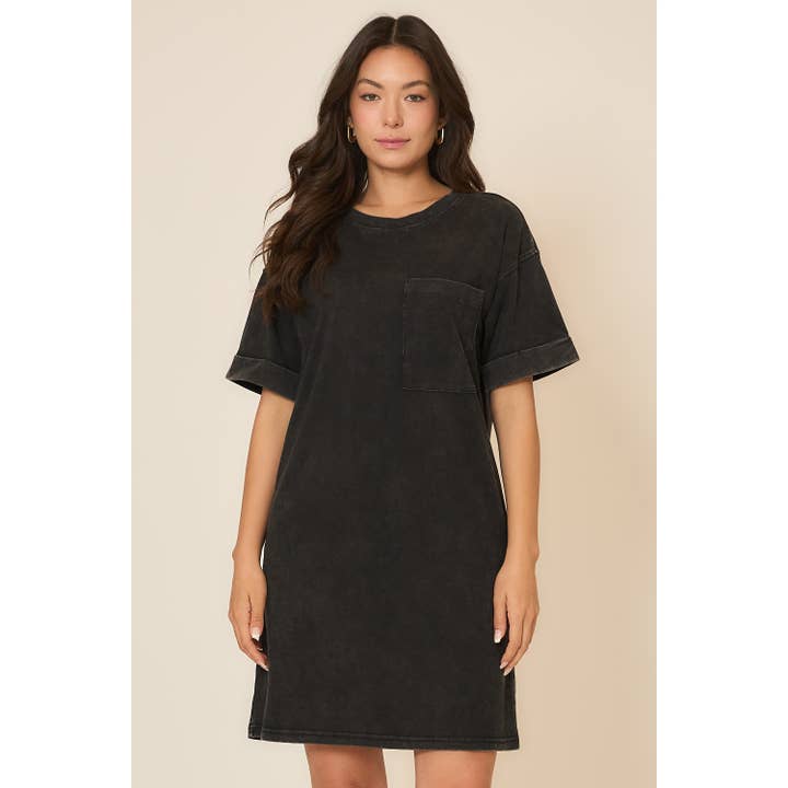 Washed Cotton T-Shirt Mini Dress for wholesale by Cozy Casual, Inc.