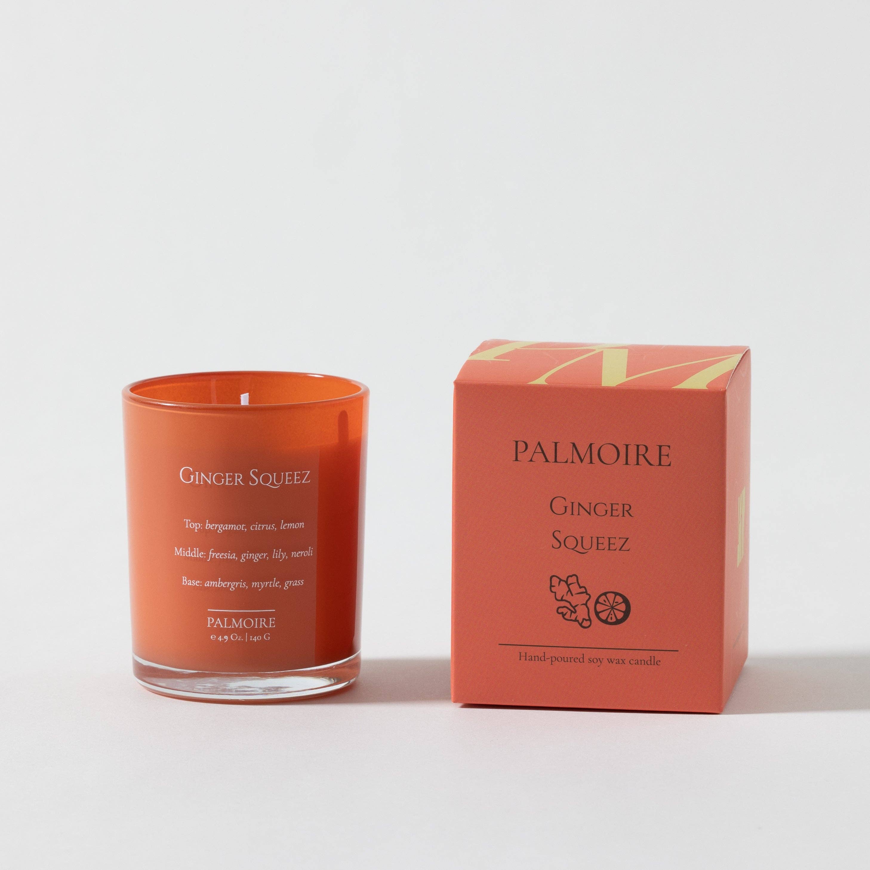 Palmoire Home Fragrance - Wholesale Jar/Filled Candle - Ginger Squeez Soy Wax Candle [bergamot/citrus/lily]7
