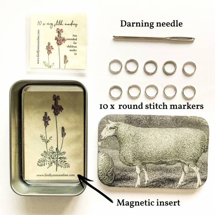 Firefly Notes - Wholesale Knitting/Crochet Supplies - Notions Tin, Sheep Knitting Kit, Stitch Marker Storage0