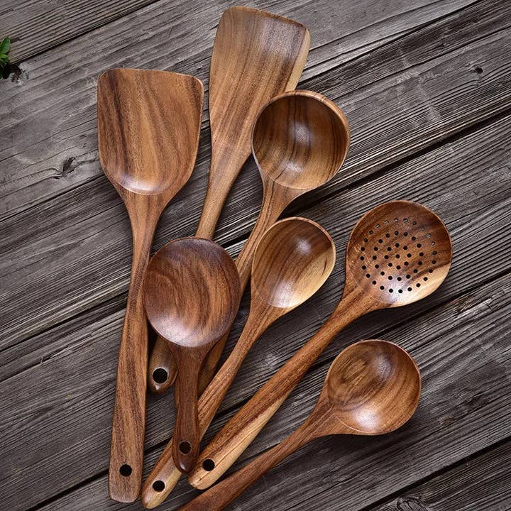 Kiyo Home - Wholesale Kitchen Utensil Set - 7-Piece Wooden Cooking Set | Kitchen Utensils | Eco Cookware9