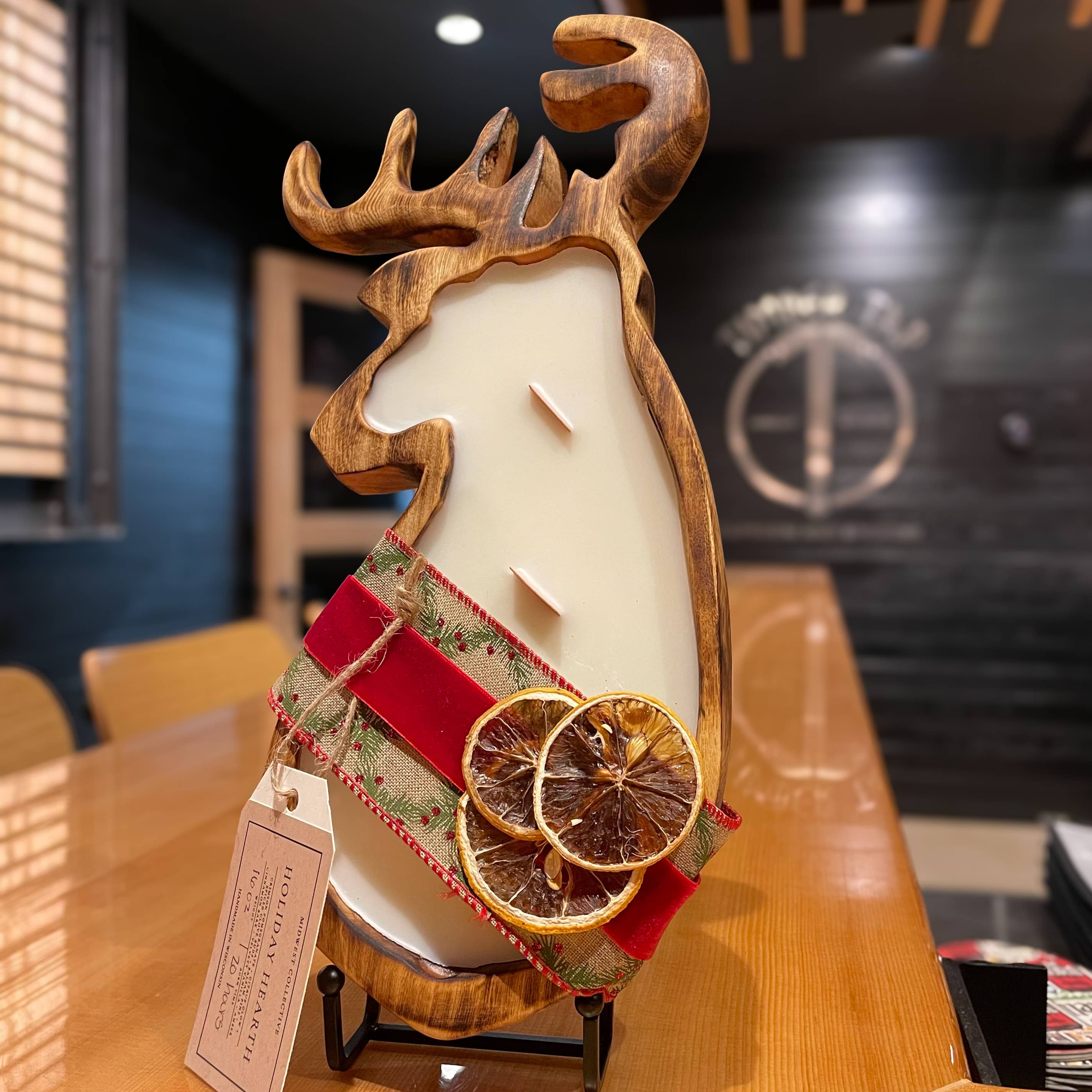 Midwest Candle Co. - Wholesale Jar/Filled Candle - Christmas Reindeer Wood Dough Bowl Candle2