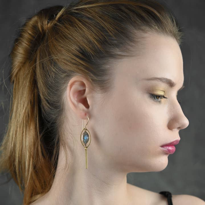 KBD Studio - Wholesale Dangle Earrings - Brass Marquise w/ Marquise Semi Precious3