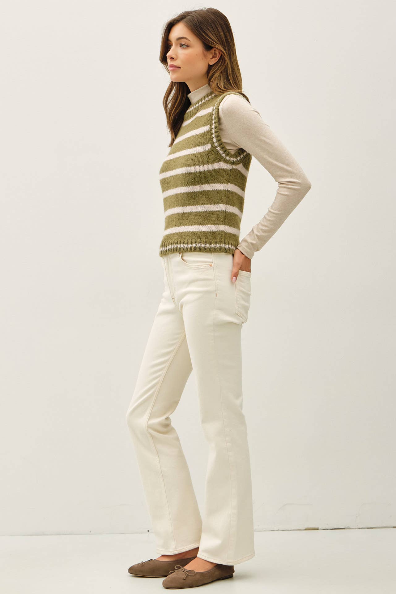 Be Cool - Vente Pull sans manches – femme - GILET EN LAINE MÉLANGÉE À RAYURES7