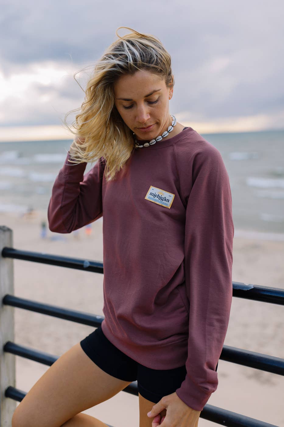 Stuck on Michigan - Vente Sweat-shirt – unisexe - Chandail ras du cou léger Michigan Patch4