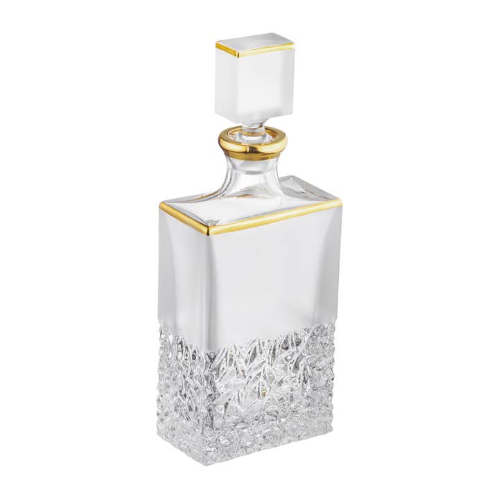 Nicolette Rectangular Decanter with Gold And Matt Spray, 25 oz. for wholesale by Barski