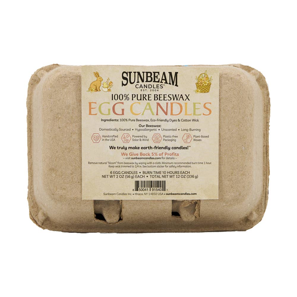 Sunbeam Candles, Inc - Wholesale Grappige kaars - Eierdozen 6-kt naturel & assorti1