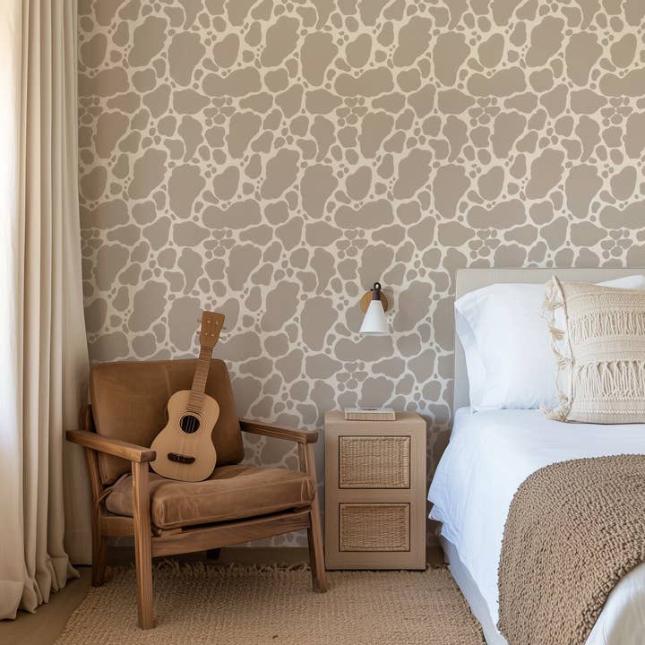 Painted Cow Print in Stone for wholesale by Everett Park