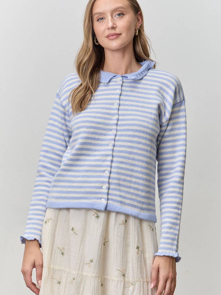 STRIPED SWEATER CARDIGAN for wholesale by Polagram by Wellmade USA