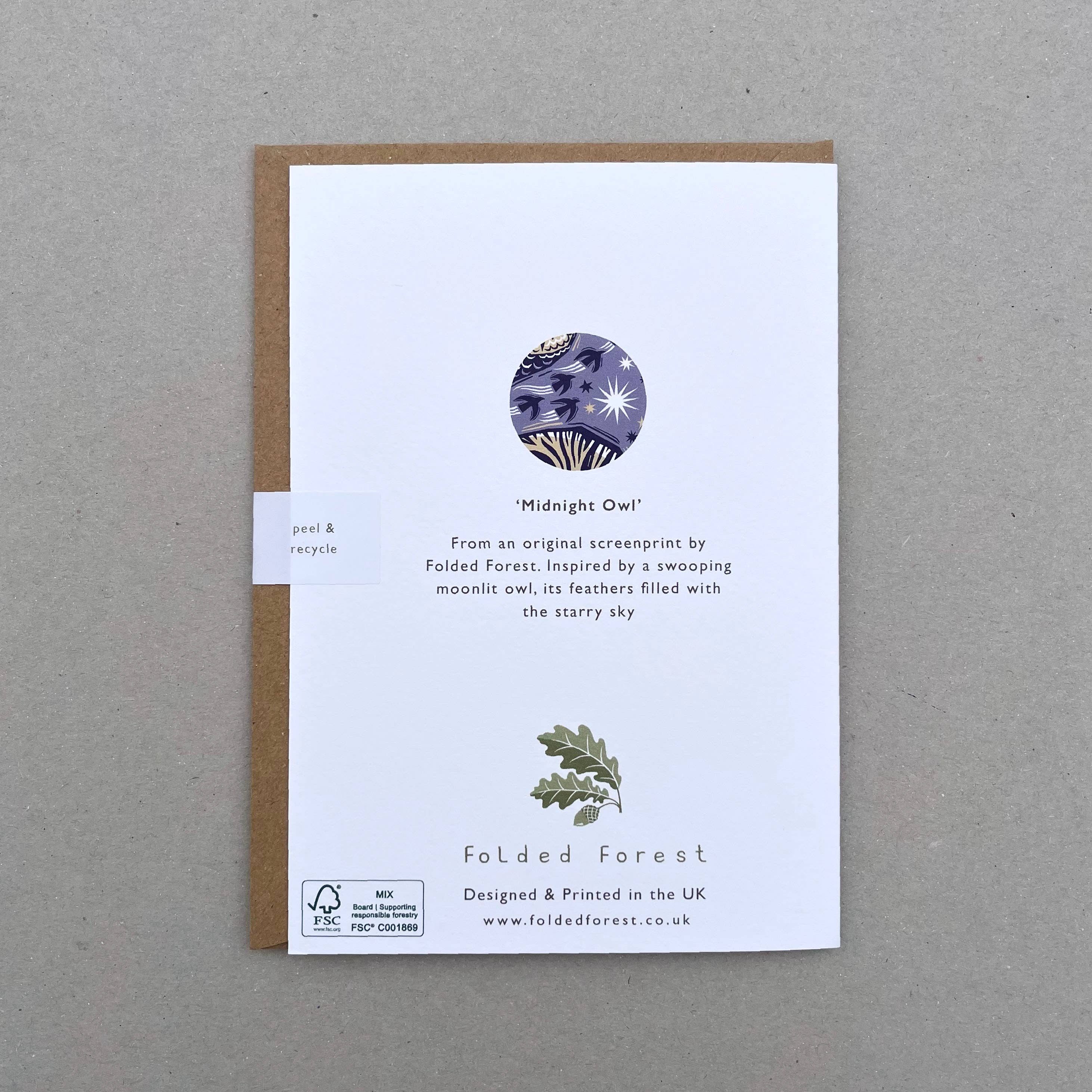 Folded Forest – wholesale Everyday greeting card – Greetings Card - Midnight Owl6