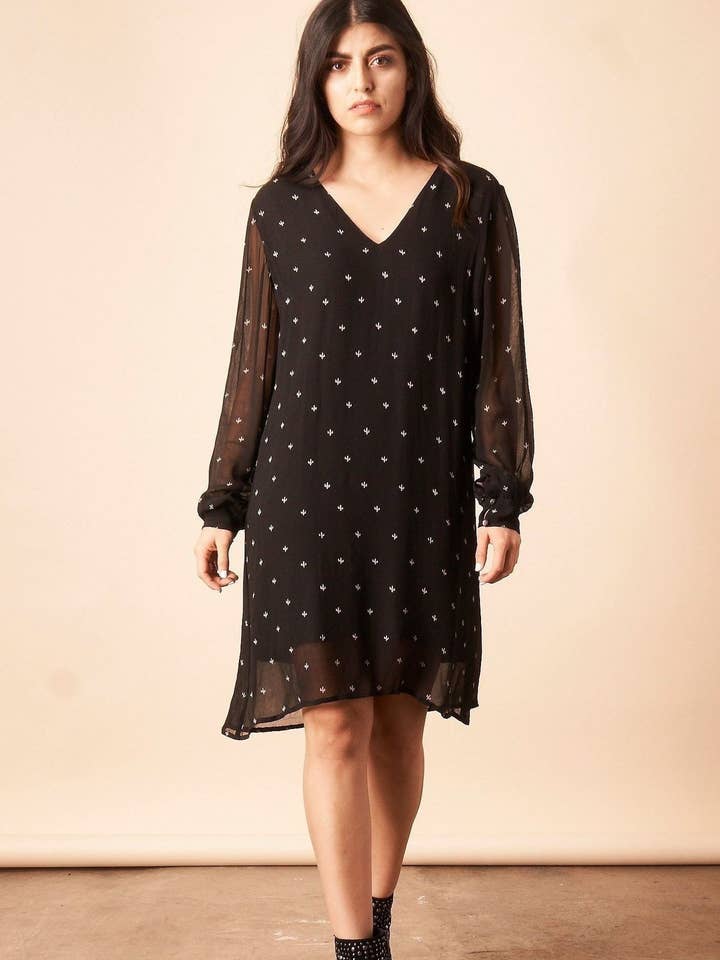 Baby Cacti Shift Dress in Black + Cream for wholesale by Symbology