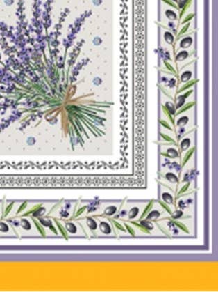 French Lavender & Olive Yellow Print Napkins for wholesale by Mierco European Linens