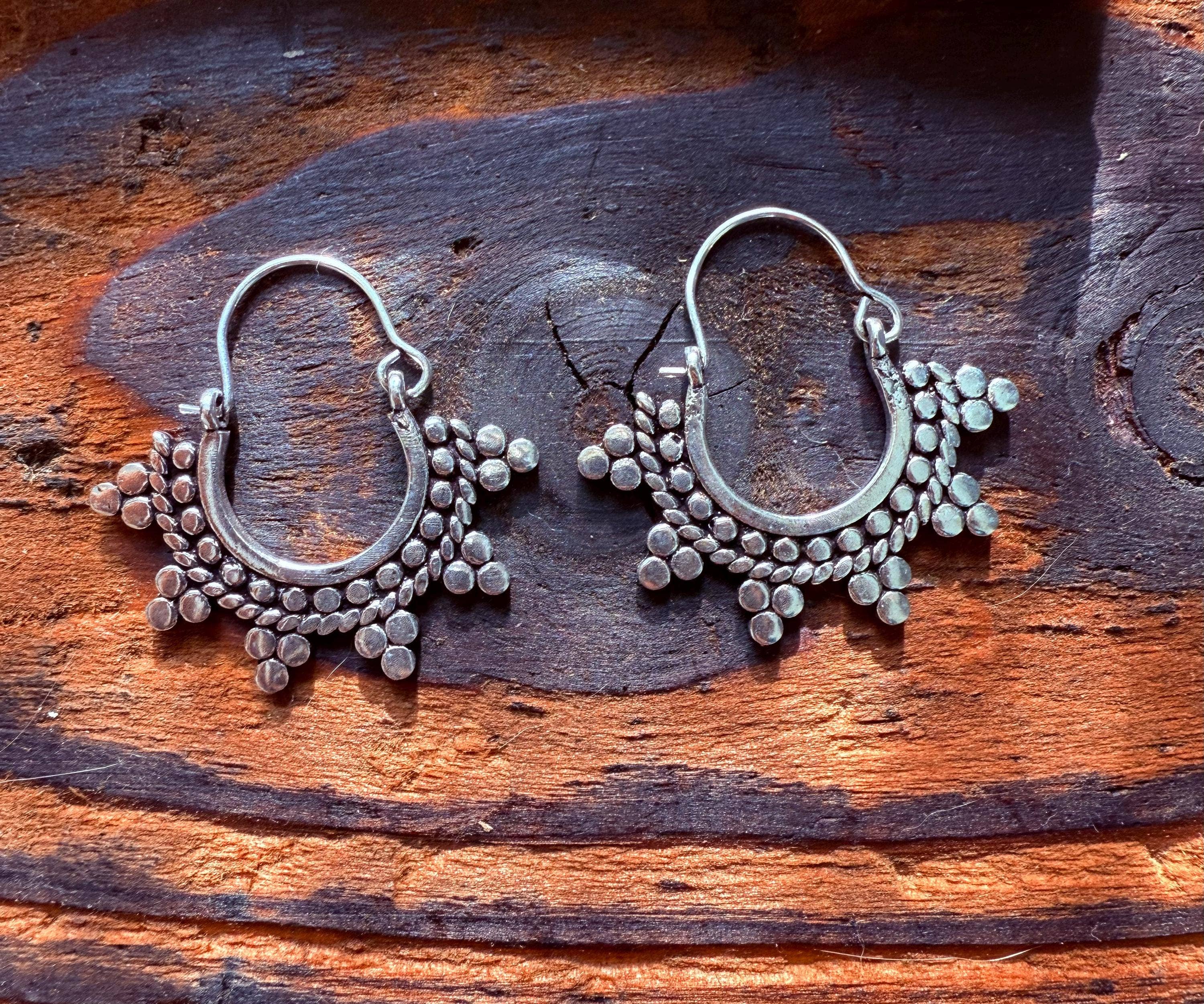 Kaali Boutique – wholesale Hoop earrings – Mini Afghani Silver Hoop Earrings / Boho / Ethnic / Rustic / Yoga / Hippie / Gypsy /Bohemian3