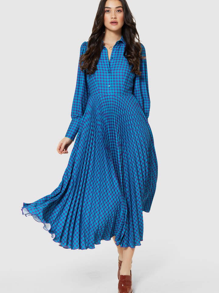 Closet London Plisseret skjortekjole D9515 for engroshandel hos Closet London