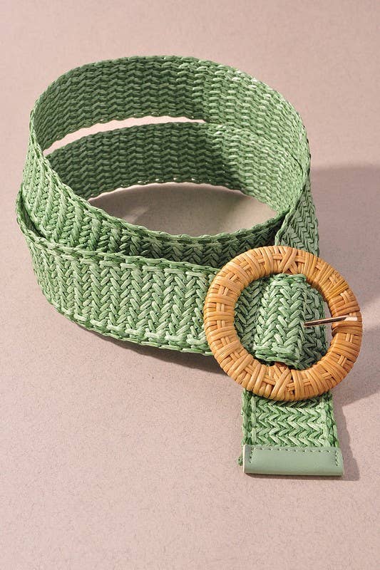 anbfashion - Wholesale Belt - Women's - STRAW ROUND BUCKLE BELT JCB17165