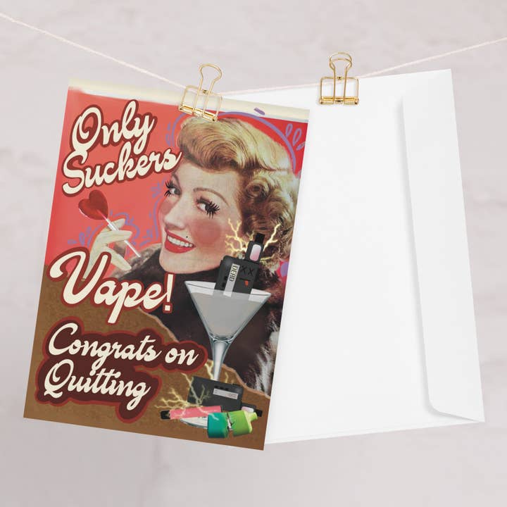 Congrats of quitting vapes card for wholesale by Sock Soup