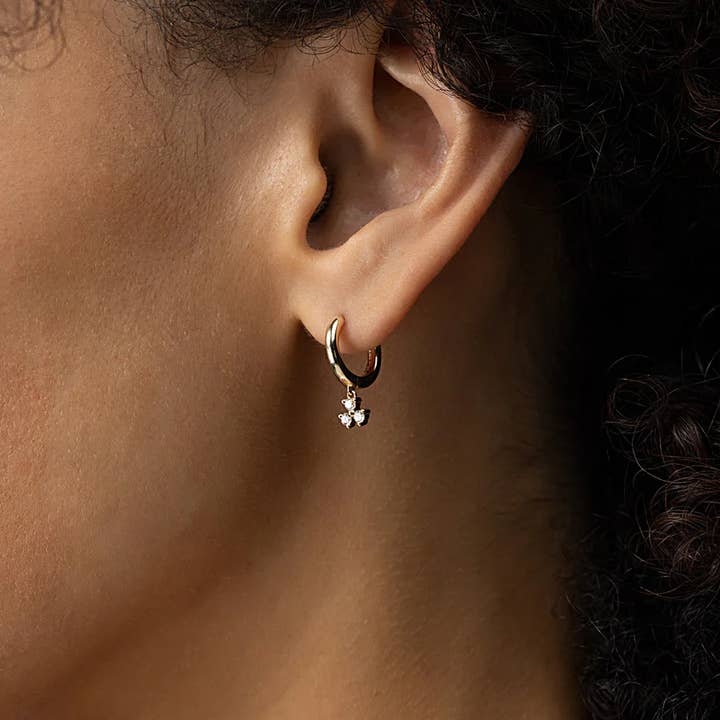 OISHI DIAMONDS - Wholesale Huggie Earrings - Radiant 0.21Ct Diamond Drop Earrings, Elegant 14k Gold 8