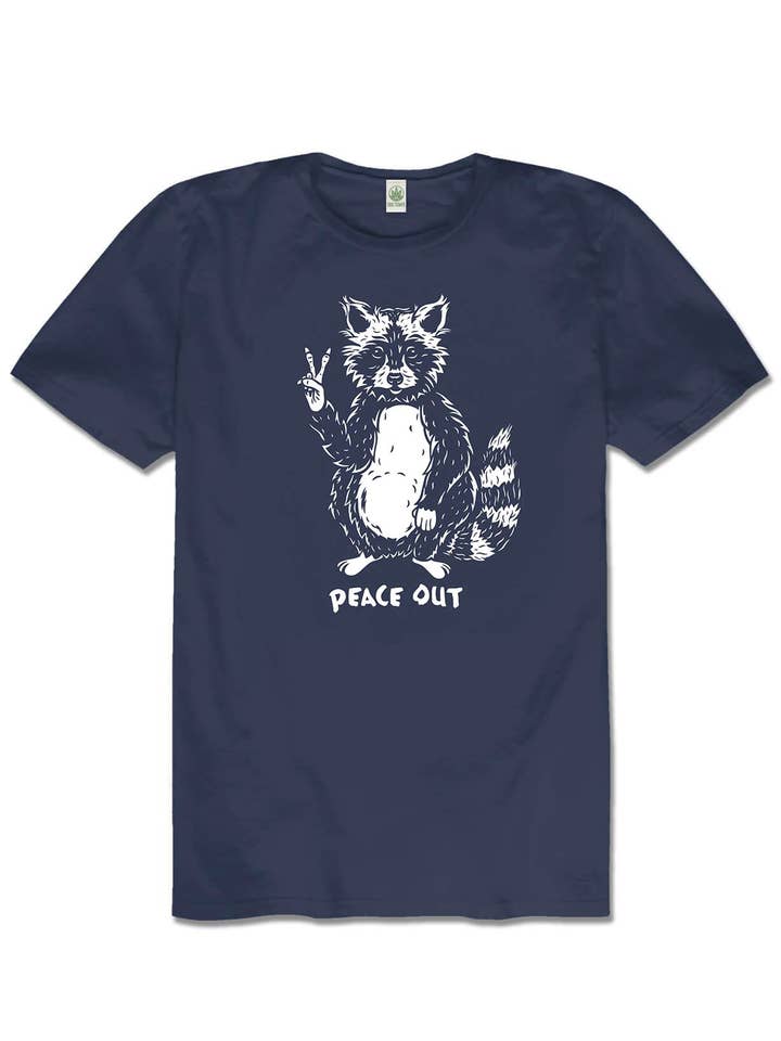 Soul Flower - Wholesale Screen Printed T-Shirt - Unisex - Peace Out Raccoon Organic T-Shirt - Unisex