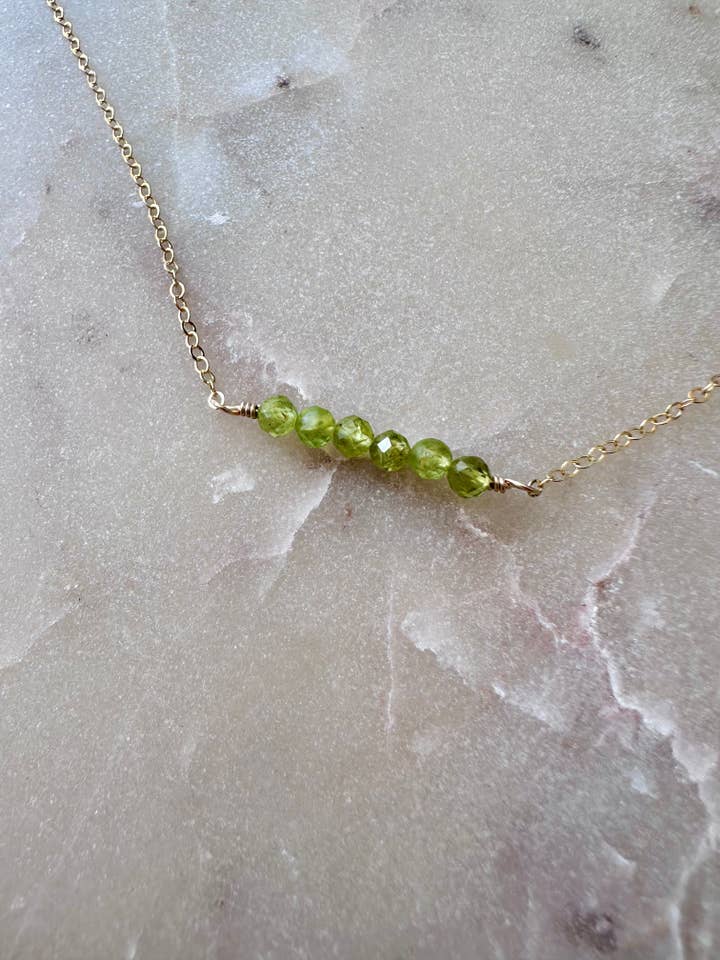 Peridot Bar Necklace for wholesale by Made by Adelaide