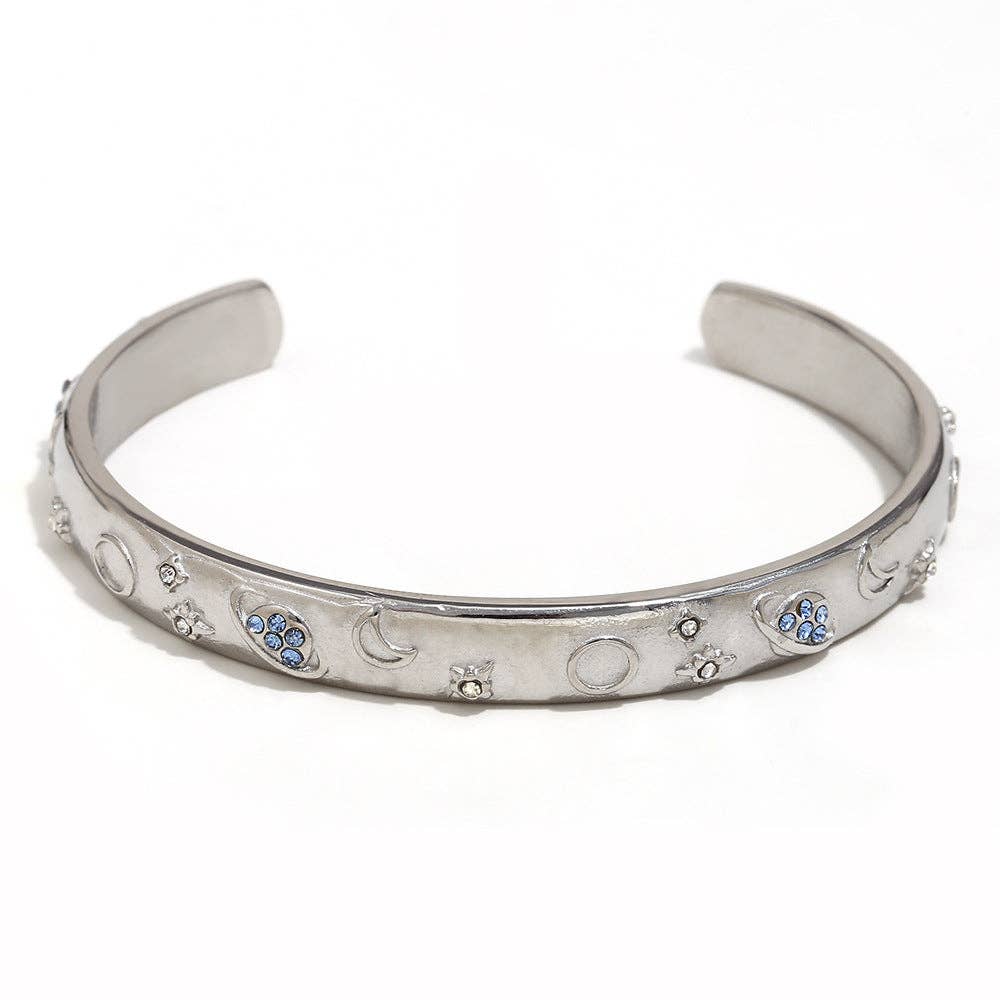 Mio Queena - Vendita all'ingrosso Bracciale a polsino - Bracciale rigido stile tarocchi in acciaio inox placcato oro 18K - FGS/MS12