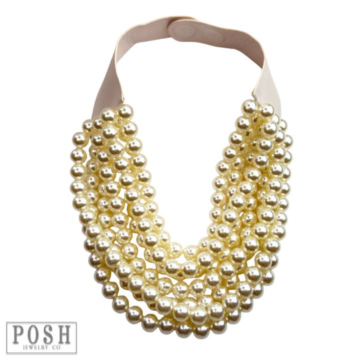 Pink Panache Brands - Wholesale Beaded/Pearl Necklace - Multi-strand magnetic clasp necklace15